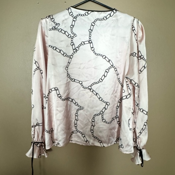 Zara Cream Graphic Long Sleeve Blouse - Picture 5 of 6